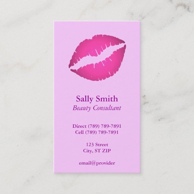 Visita Tarjeta de perfil de labios rosados (Anverso)
