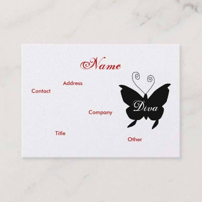 Visita Tarjeta de perfil de mariposa diva - Cusomizable (Anverso)