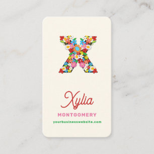 Visita Tarjeta de perfil de monograma "X" Flores de prima