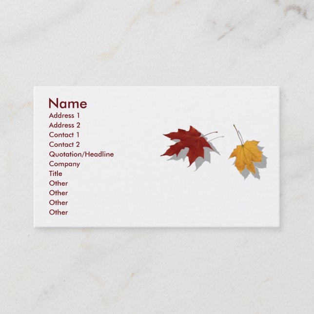 Visita Tarjeta de perfil de otoño (Anverso)