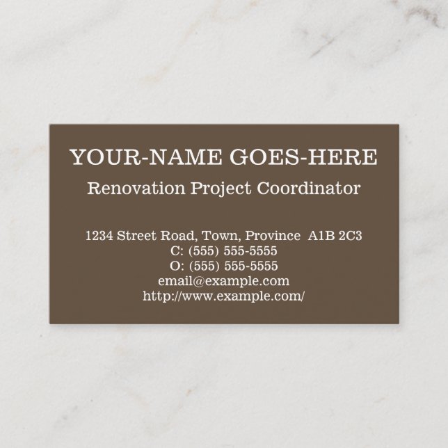 Visita Tarjeta de perfil del coordinador del proyecto de  (Anverso)