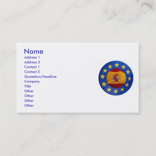 Visita Tarjeta de perfil Euro España (Anverso)