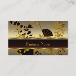 Visita Tarjeta de Perfil Floral Vintage Oro Negro Asiátic