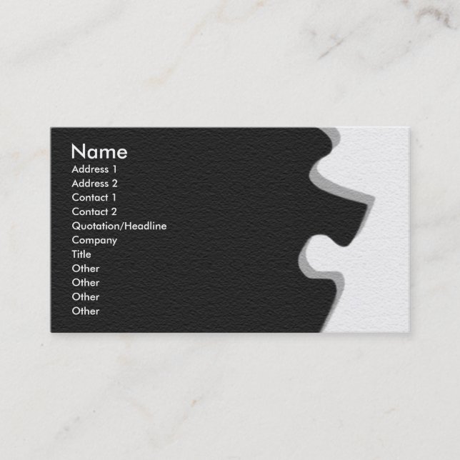 Visita Tarjeta de perfil Gris Sandstone Puzzle (Anverso)