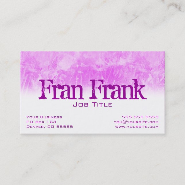 Visita Tarjeta de perfil grunge rosa (Anverso)
