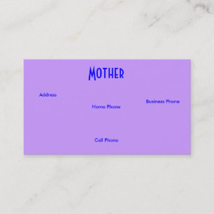 Visita Tarjeta de perfil Madre Azul Púrpura Rosa Azul