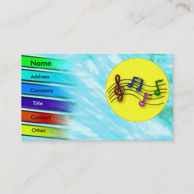 Visita Tarjeta de perfil musical colorida (Anverso)