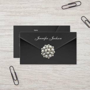 Visita Tarjeta de Perfil Negocio Terciopelo Negro Perla J