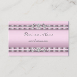 Visita Tarjeta de Perfil Negocios Rosa Suave Plata  Joya