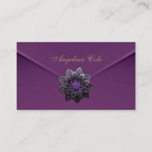Visita Tarjeta de Perfil Púrpura Morado Terciopelo Joya