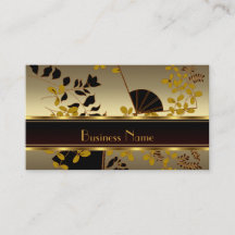 Tarjeta de perfil Vintage Floral Gold Black Asian