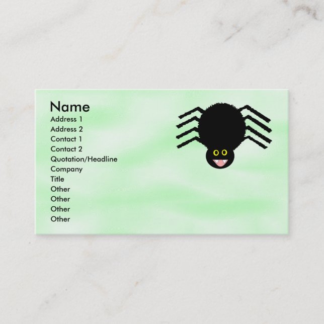 Visita Tarjeta de Personalizable de araña negra (Anverso)