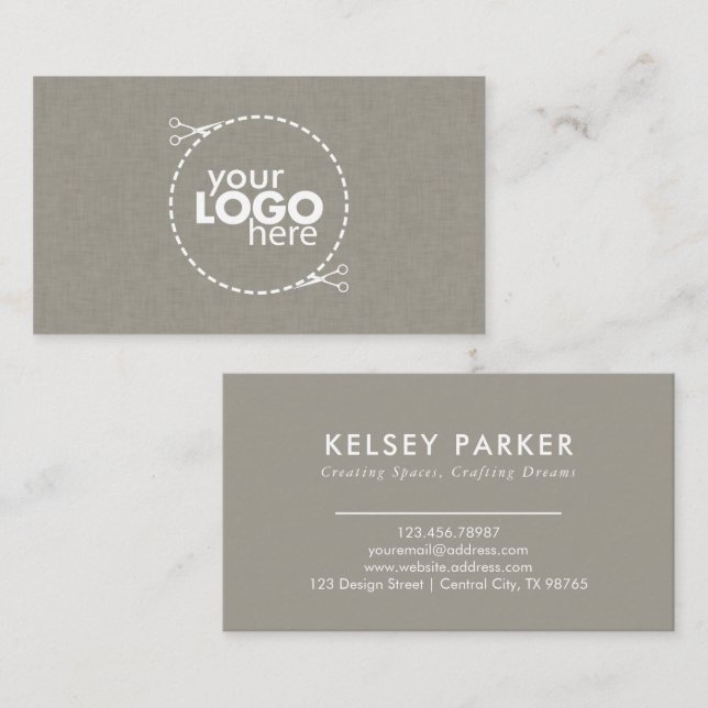 Visita Tarjeta de Personalizable de textura de tela sutil (Anverso / Reverso)