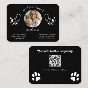 Visita Tarjeta de personalizable Negra para Veterinarios