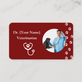 Visita Tarjeta de personalizable Red para Veterinarios