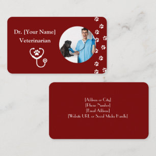 Visita Tarjeta de personalizable Red para Veterinarios