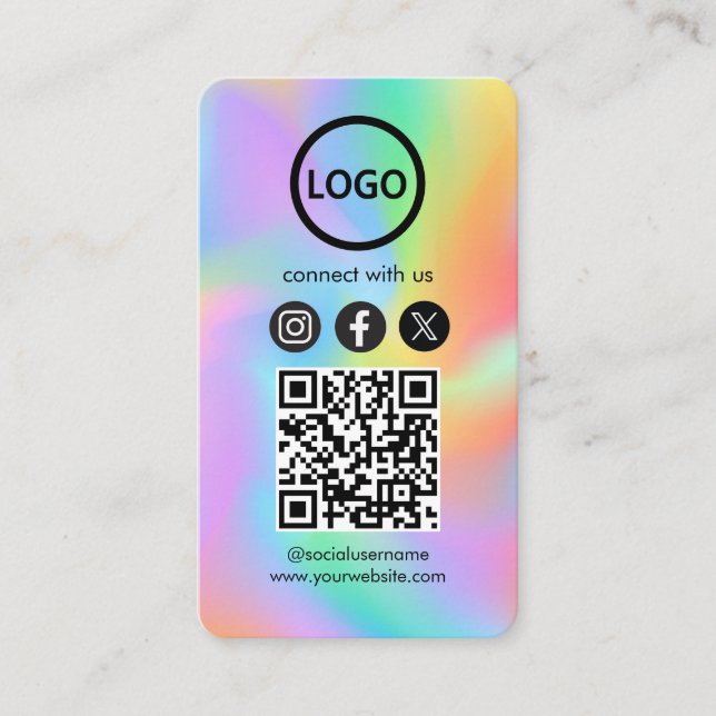 Visita Tarjeta de personalizado social QR Código Hologram (Anverso)