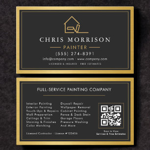 Visita Tarjeta de Pintor de Casa Código QR Dorado Metaliz