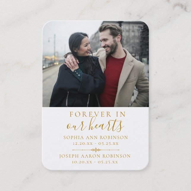 Visita Tarjeta de plegaria dorada de foto de doble homena (Anverso)