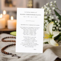 Tarjeta de plegaria Funeral Black & White St Franc