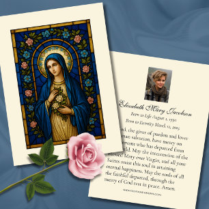 Visita Tarjeta de plegaria funeraria católica Virgin Mary