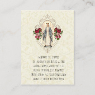 Visita Tarjeta de plegaria funeraria católica Virgin Mary