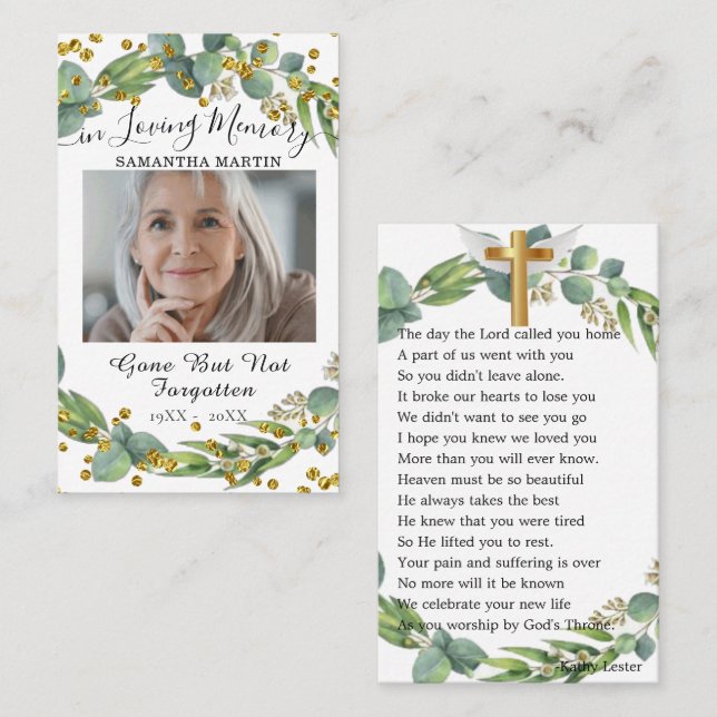 Visita Tarjeta de plegaria funeraria de fotografía de veg (Anverso / Reverso)