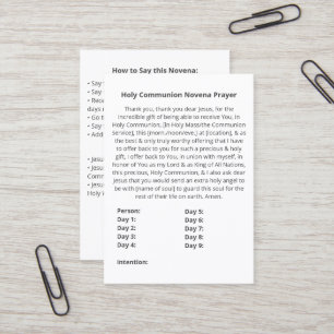 Visita Tarjeta de plegaria simple para la Santa Comunión 