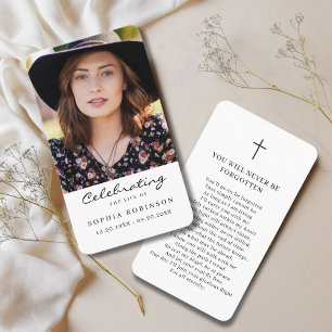 Visita Tarjeta de plegarias funerales de la foto de la vi