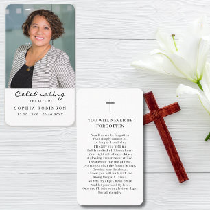 Visita Tarjeta de plegarias funerales de la foto de la vi