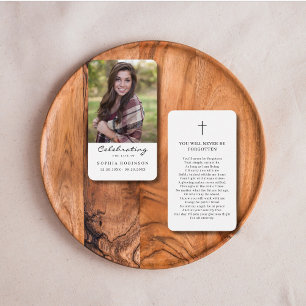 Visita Tarjeta de plegarias funerales de la foto de la vi