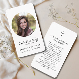 Visita Tarjeta de plegarias funerales de la foto de la vi