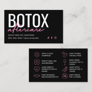 Visita Tarjeta de postcuidado de botox rosa y negro