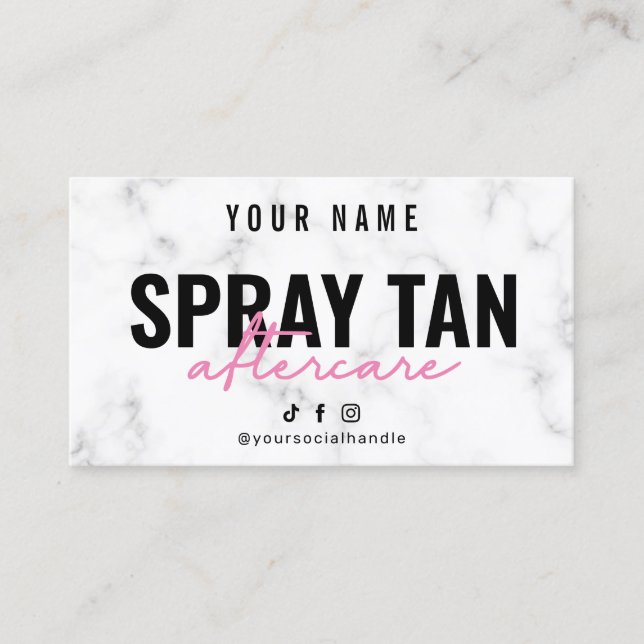 Visita Tarjeta de postre Marble Pink Spray Tan (Anverso)