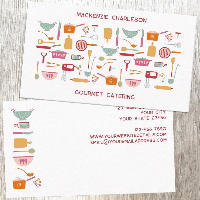 Visita Tarjeta de presentación (Retro kitchen catering cafe bakery restaurant custom business cards)