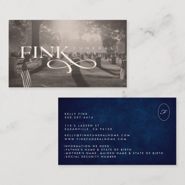 Visita Tarjeta de presentación 1 | Casa funeraria Fink (Anverso / Reverso)
