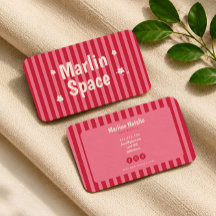 Tarjeta de presentación a rayas extravagante rosa