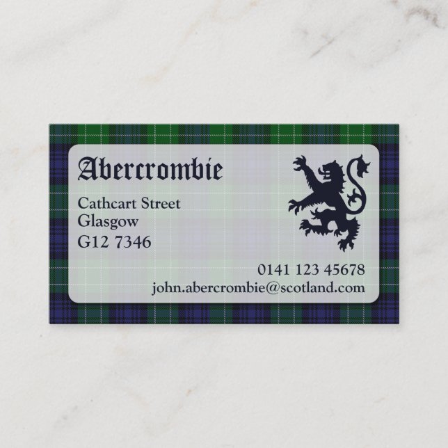 Visita Tarjeta de presentación Abercrombie Tartan (Anverso)