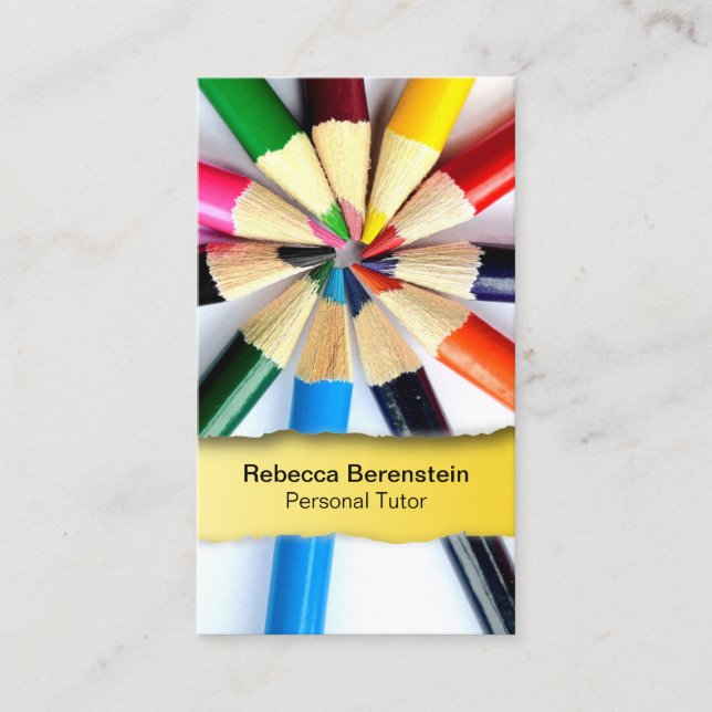 Visita Tarjeta de presentación amarilla con lápiz de colo (Anverso)