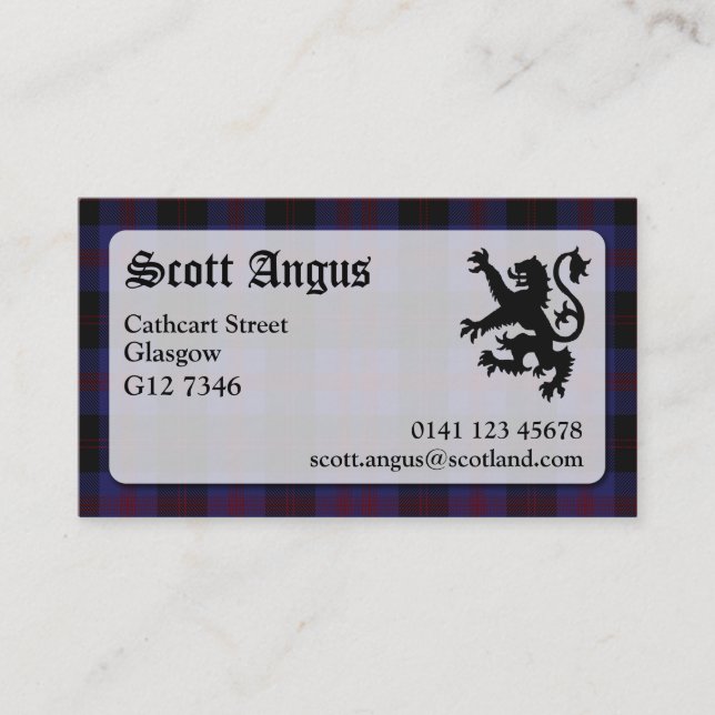Visita Tarjeta de presentación Angus Tartan (Anverso)