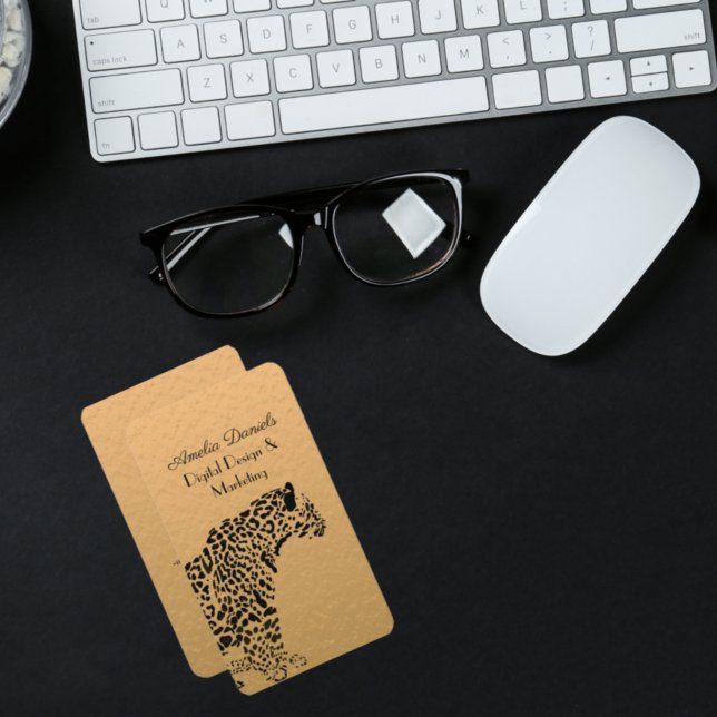 Visita Tarjeta de presentación Art deco Gold y Black Jagu (Subido por el creador)