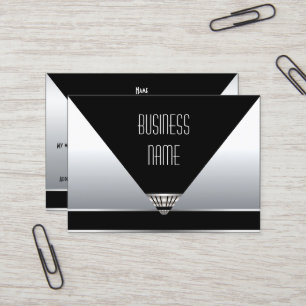 Visita Tarjeta de Presentación Art Deco Negro Plata