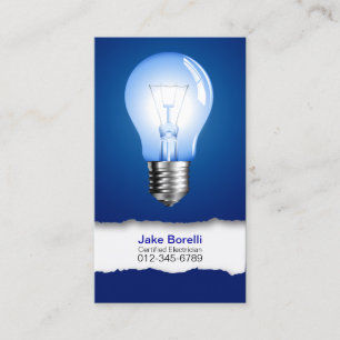 Visita Tarjeta de presentación azul Bombilla
