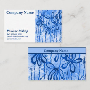 Visita Tarjeta de presentación azul de flores entrelazada