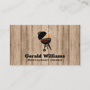 Visita Tarjeta de presentación Barbecue Grill Wood Backgr
