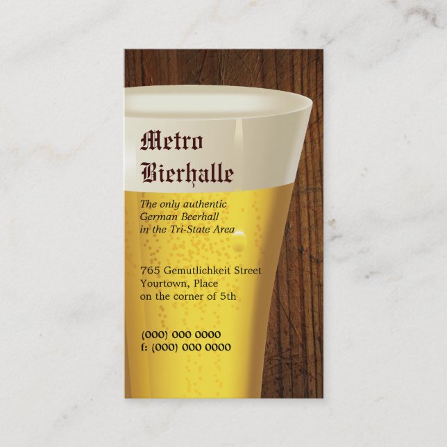 Visita Tarjeta de presentación Big Beer (Anverso)