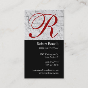 Visita Tarjeta de presentación Black Gray Monogram Wall B