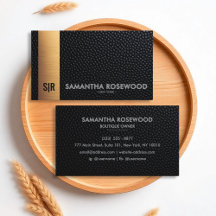 Tarjeta de presentación Black Leather & Gold Luxe