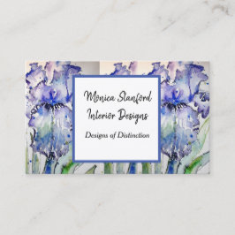 Visita Tarjeta de presentación Blue Iris Floral Watercolo