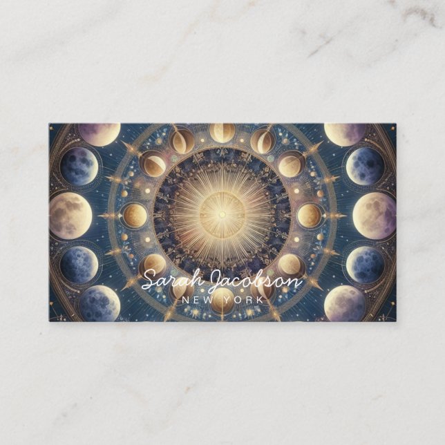 Visita Tarjeta de presentación boho celestial – Cielo noc (Anverso)